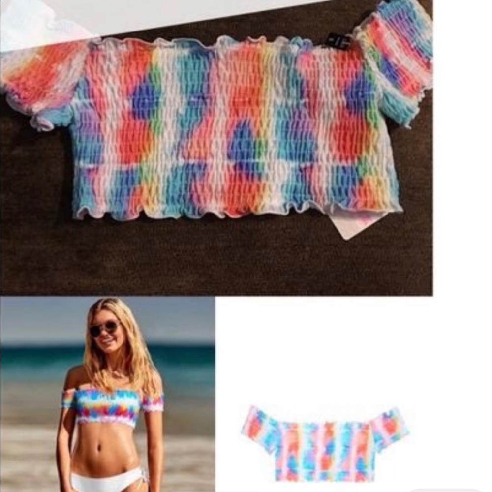PINK Victoria’s Secret Smocked Off The Shoulder Top NWT